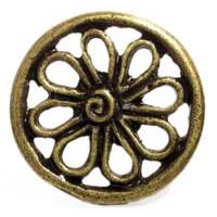 Emenee MK1198-ABB Home Classics Collection Round Open Flower 1-1/2 inch in Antique Bright Brass buttons Series